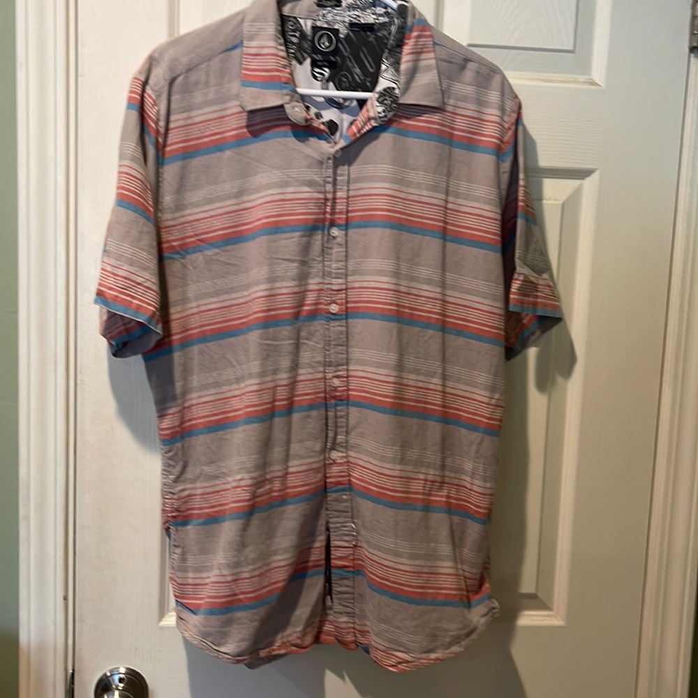 Volcom boys striped button up shirt